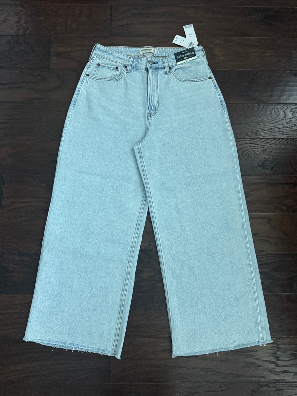 Abercrombie Curve Love Jean Blue Women's 6 High Rise Crop Wide Leg